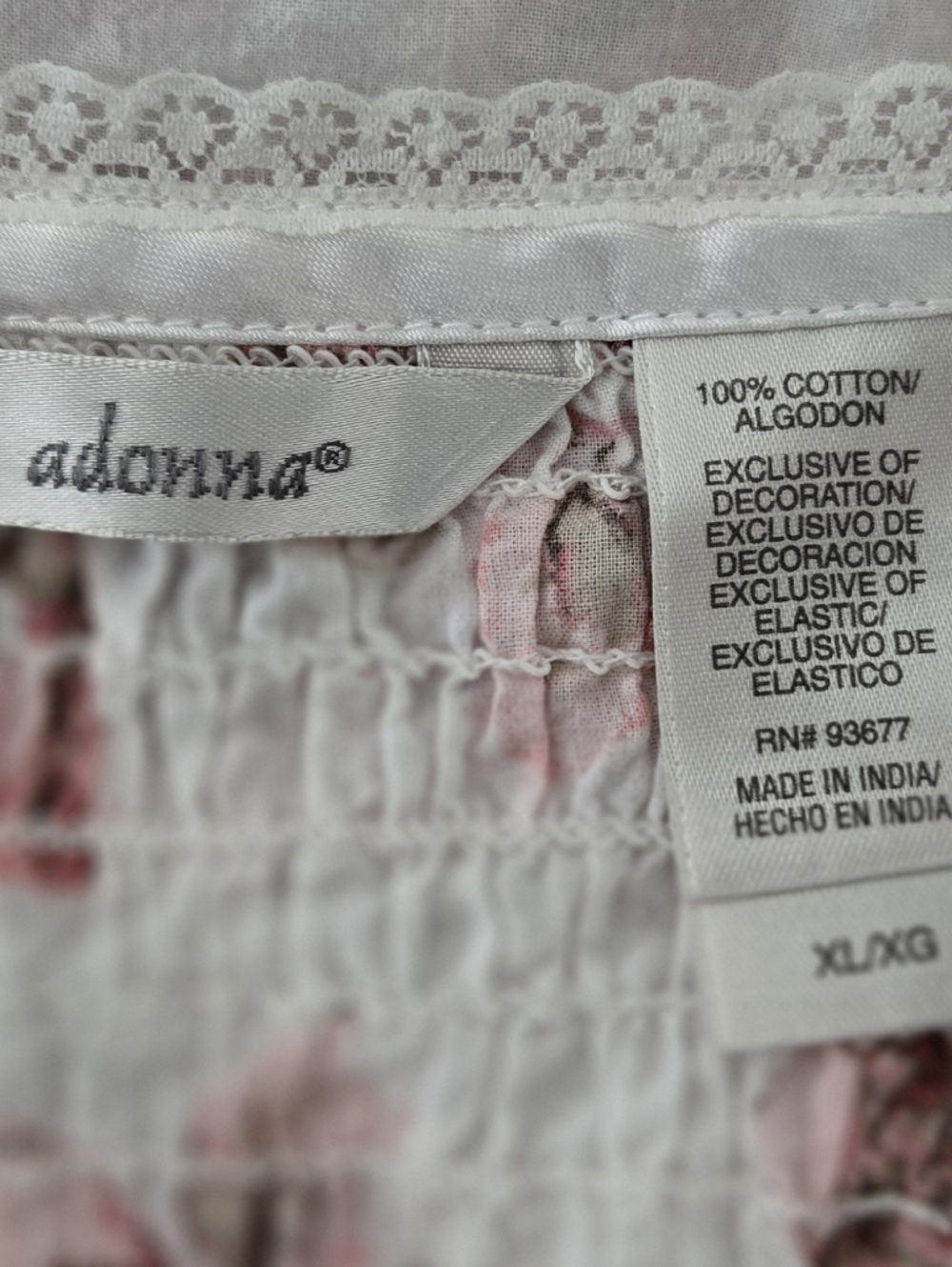 Adonna White Dress with Pink Floral Print and Lace Trim - Picture 8 of 9